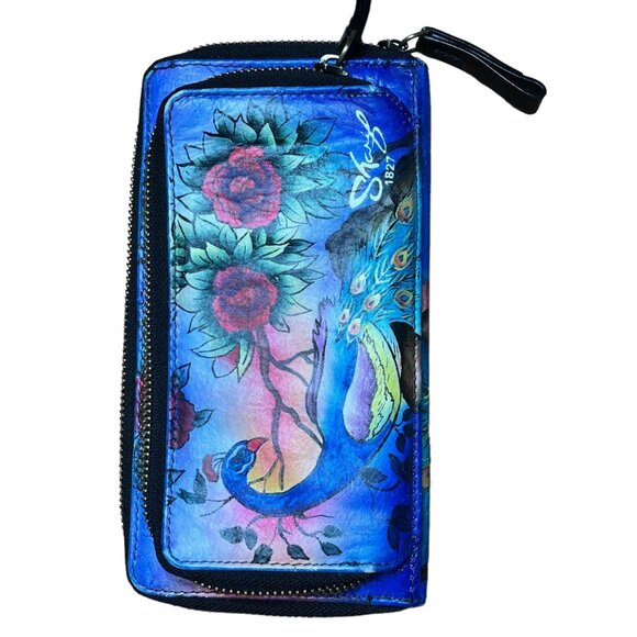 Artistic  Expression by sharif  Hand-Painted Leather Peacock Handbag with  Walle - Picture 10 of 16